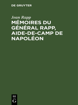 cover image of Mémoires du général Rapp, aide-de-camp de Napoléon